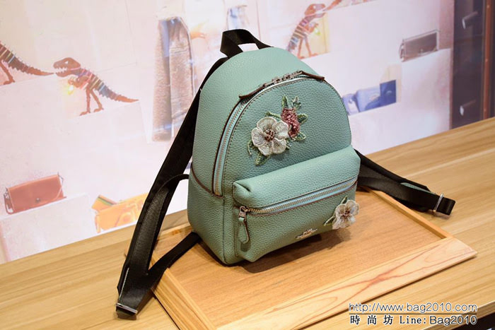 COACH蔻馳 原單全皮 c家28953 最新刺繡花朵 mini雙肩背包  Chz1284